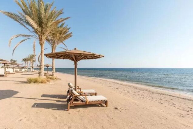 Private beach at The Oberoi Beach Resort Sahl Hasheesh Hurghada
